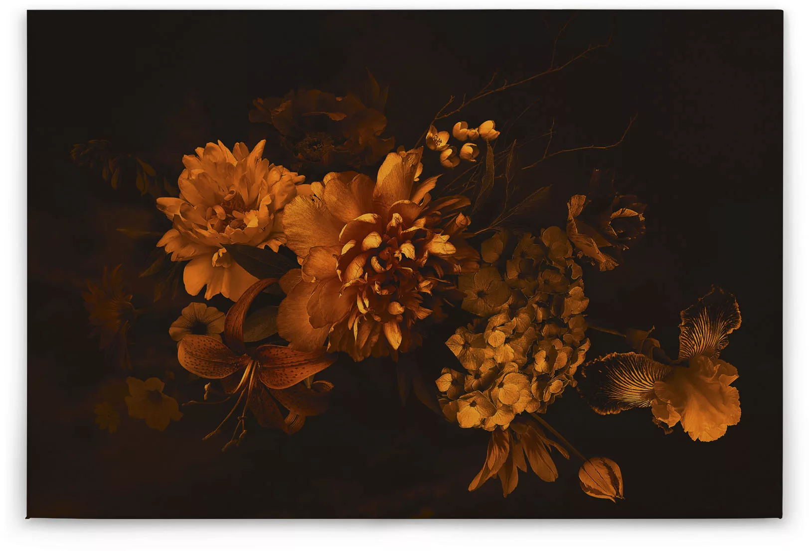 Bricoflor Canvas Bild Mit Herbstblumen In Schwarz Und Orange Vintage Leinwa günstig online kaufen