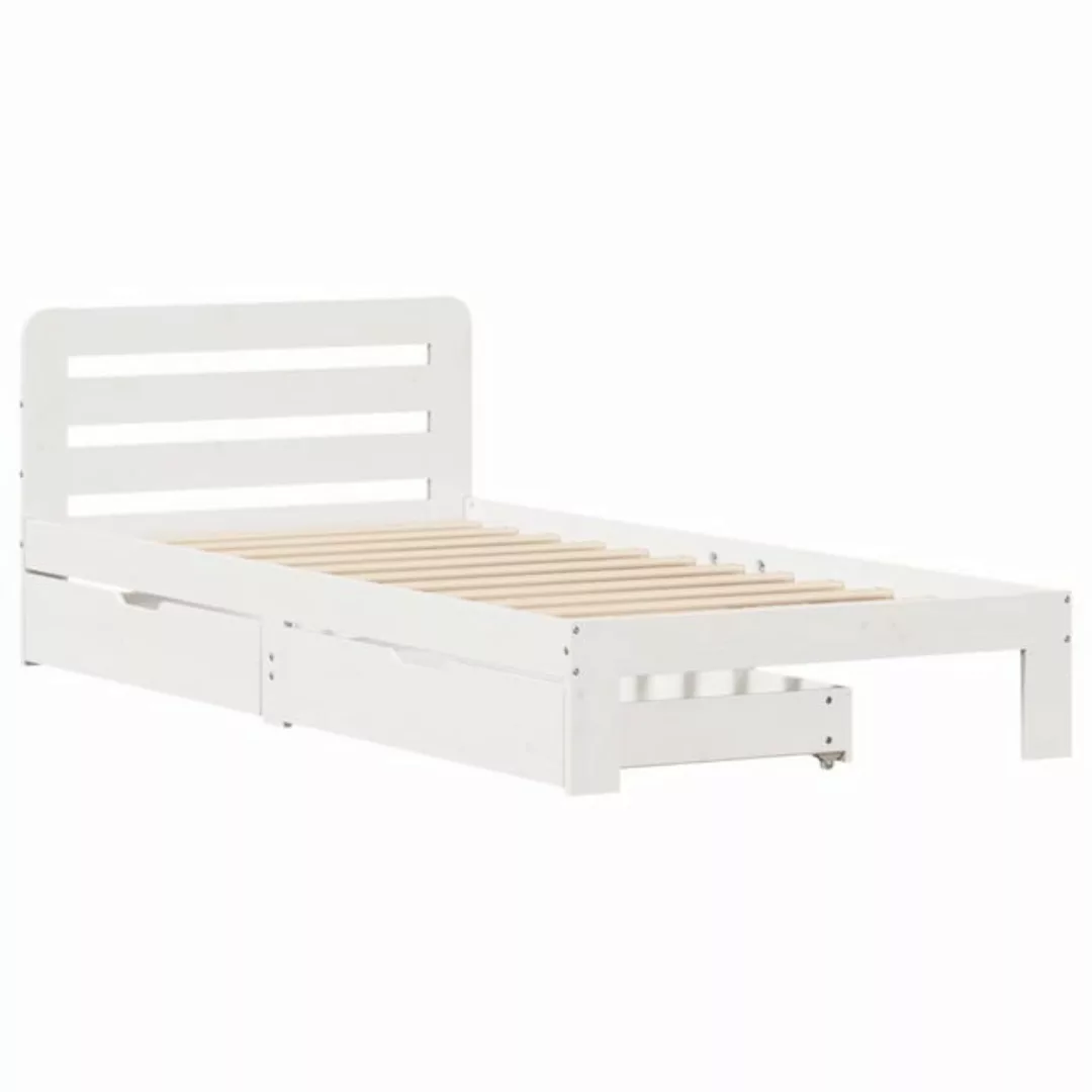 vidaXL Bett Massivholzbett ohne Matratze Weiß 75x190 cm Kiefernholz günstig online kaufen