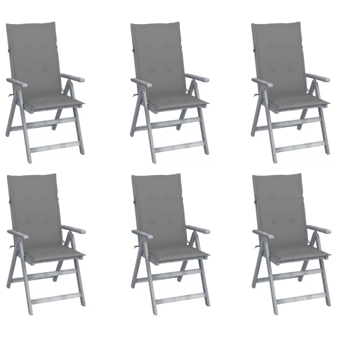 Verstellbare Gartenstühle 6 Stk. Mit Auflagen Massivholz Akazie günstig online kaufen