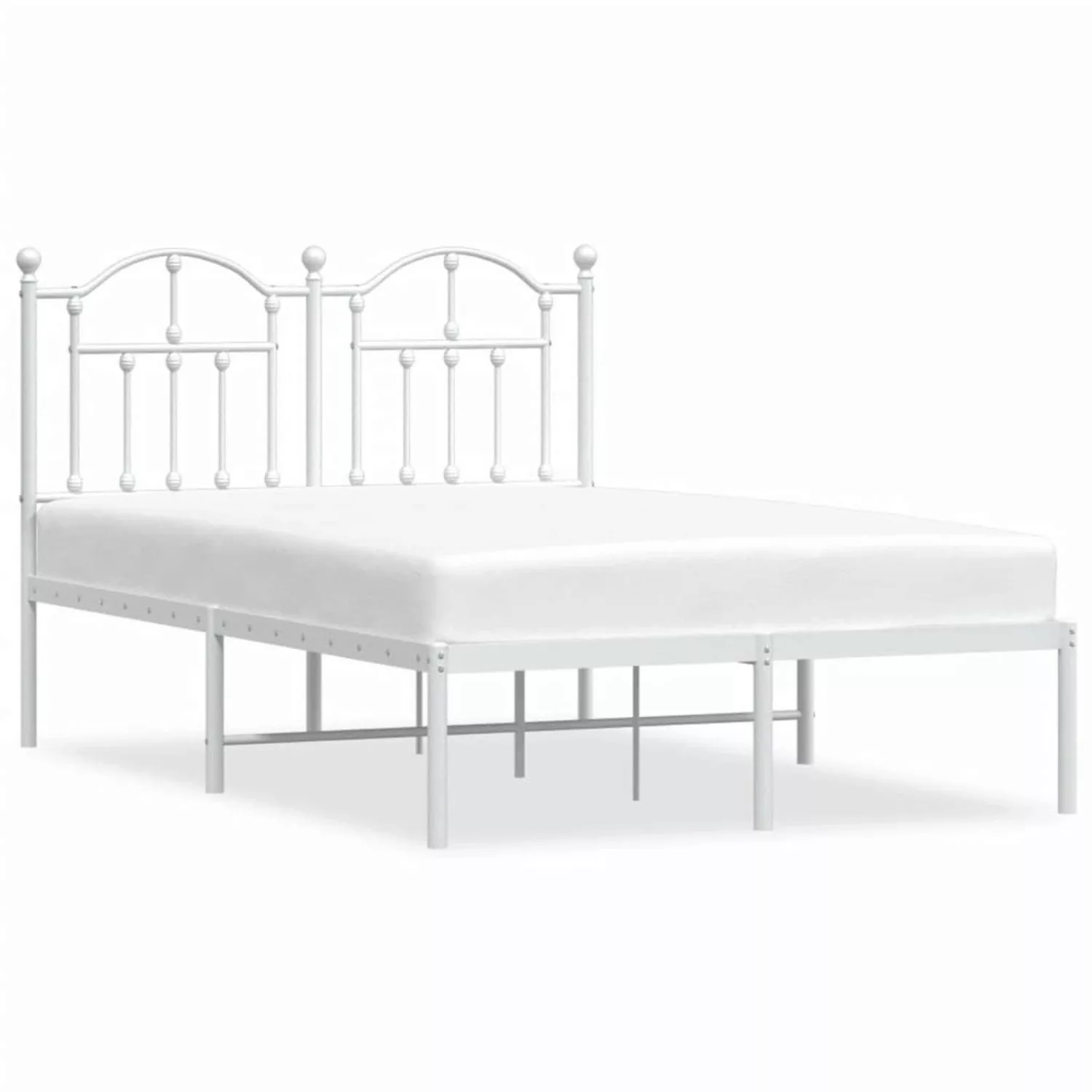 vidaXL Bettgestell Bettrahmen mit Kopfteil Metall Weiß 120x200 cm Bett Bett günstig online kaufen