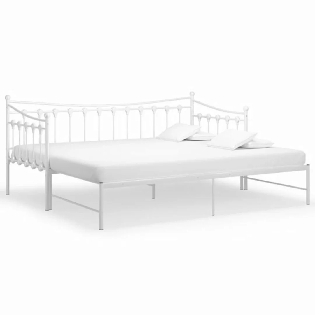 furnicato Bett Ausziehsofa Bettgestell Weiß Metall 90x200 cm günstig online kaufen