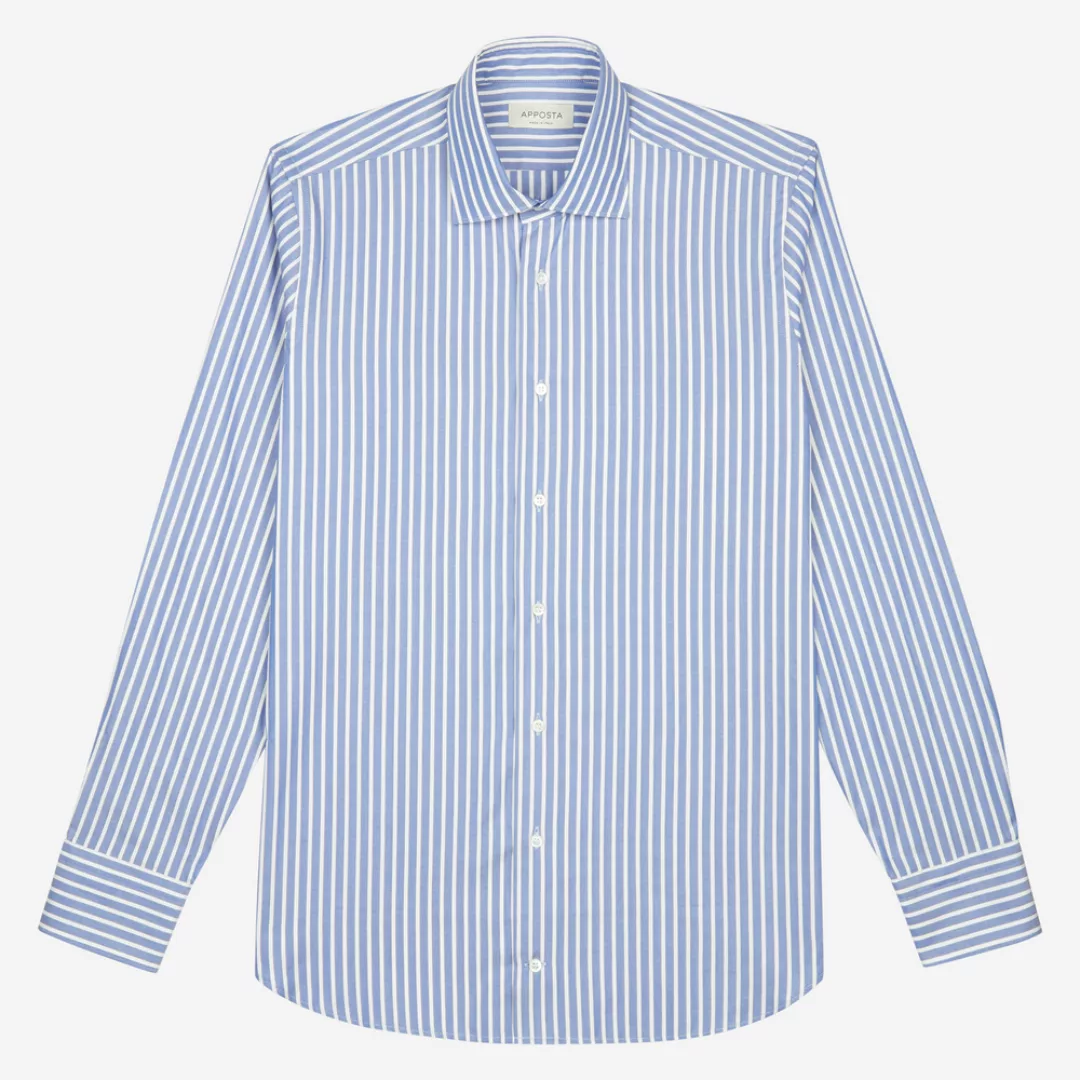 Hemd  streifen  hellblau 100% reine baumwolle oxford, kragenform  halb-gesp günstig online kaufen