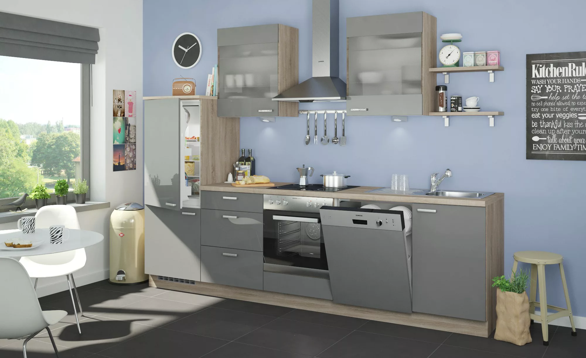 Küchenzeile ohne Elektrogeräte  Hamburg ¦ creme ¦ Maße (cm): B: 290 Aktuell günstig online kaufen