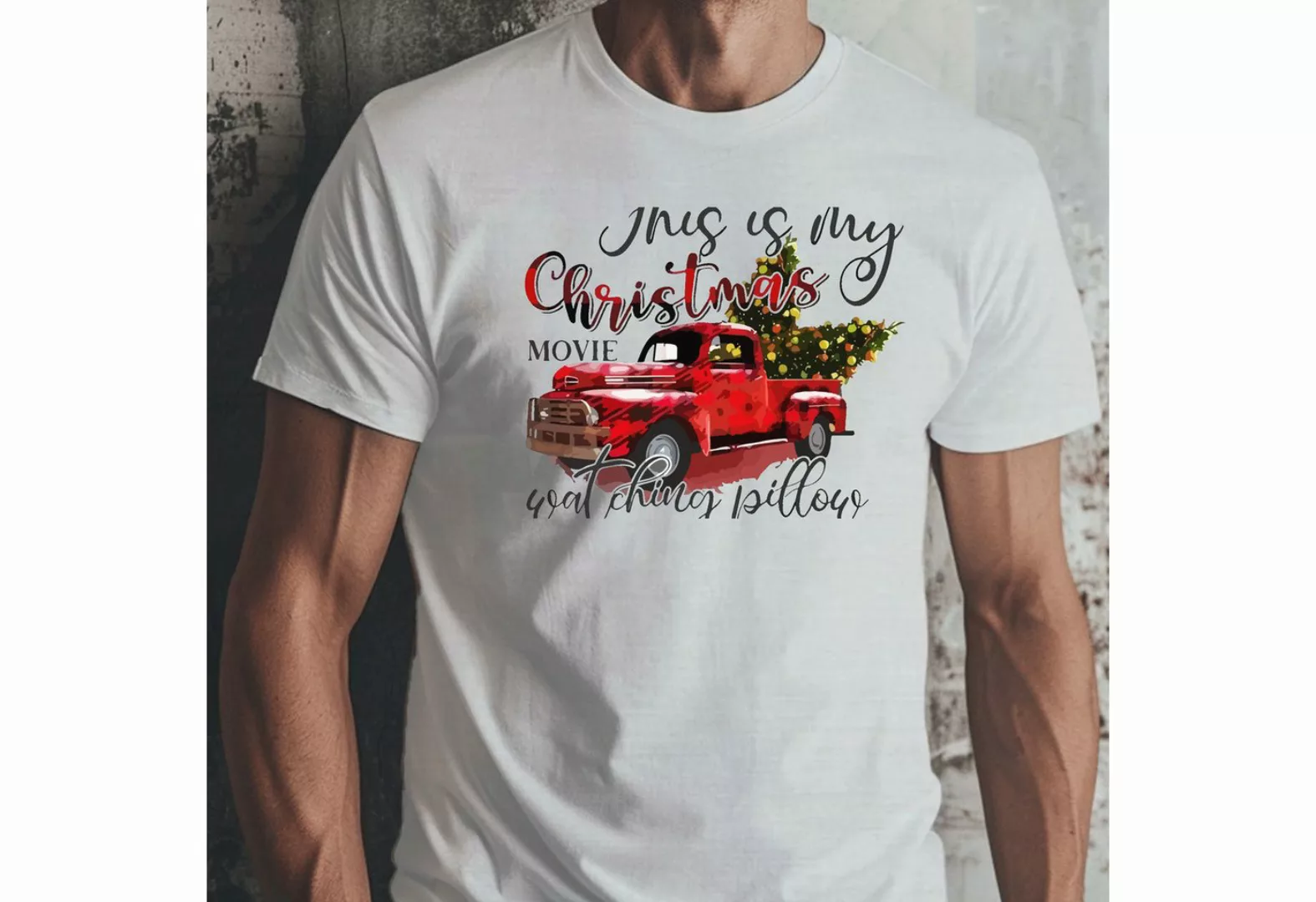 PYL Print-Shirt Herren Christmas Summer Kurzarm T-Shirts mit Auto Druck günstig online kaufen