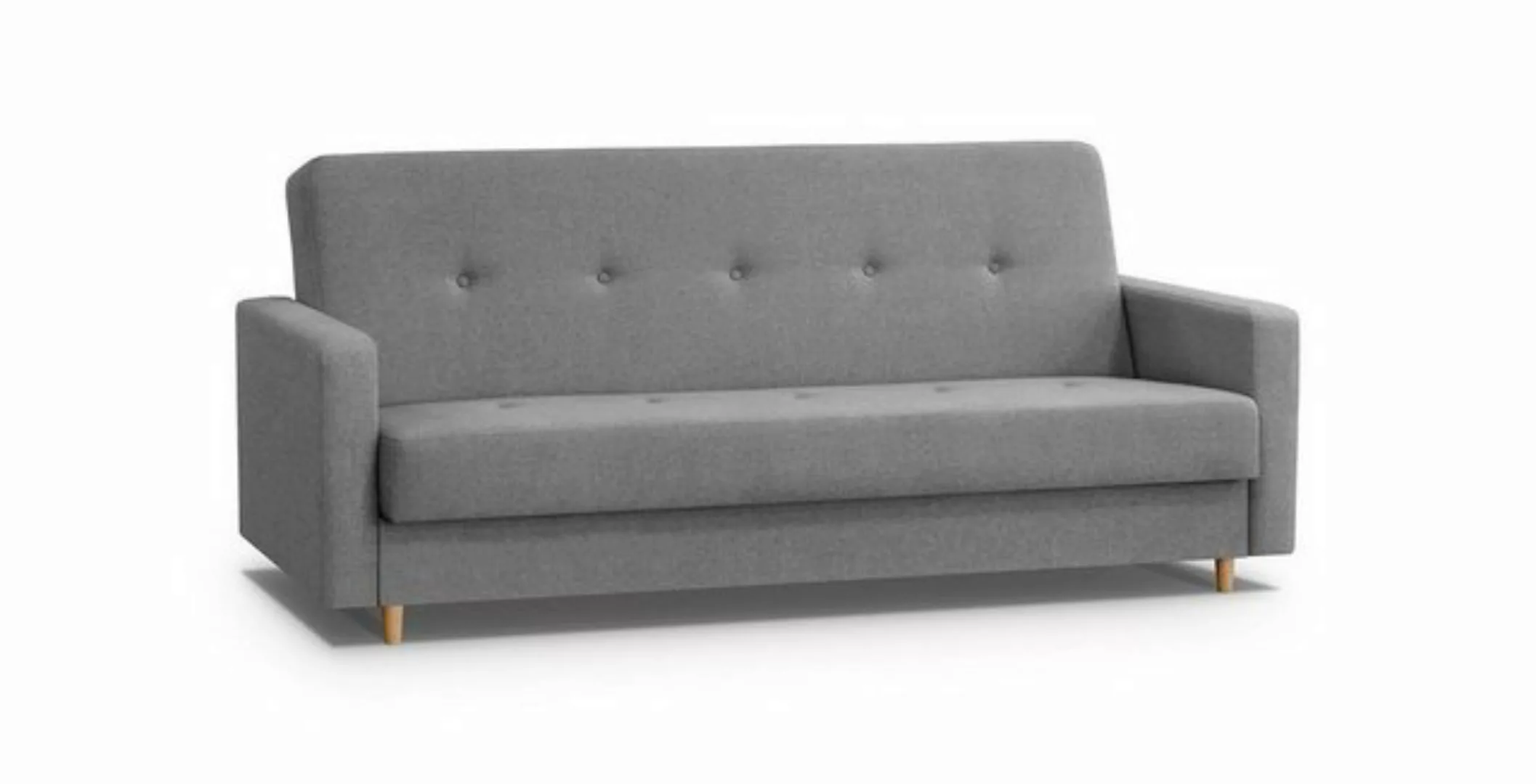 Beautysofa 3-Sitzer Sofa für 3 Personen ADELINE Holzfüße Skandinavisch Pols günstig online kaufen