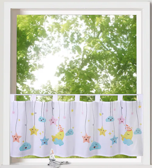 Weckbrodt Scheibengardine »Emma«, (1 St.), Bistro, Voile, Kinder, bedruckt, günstig online kaufen