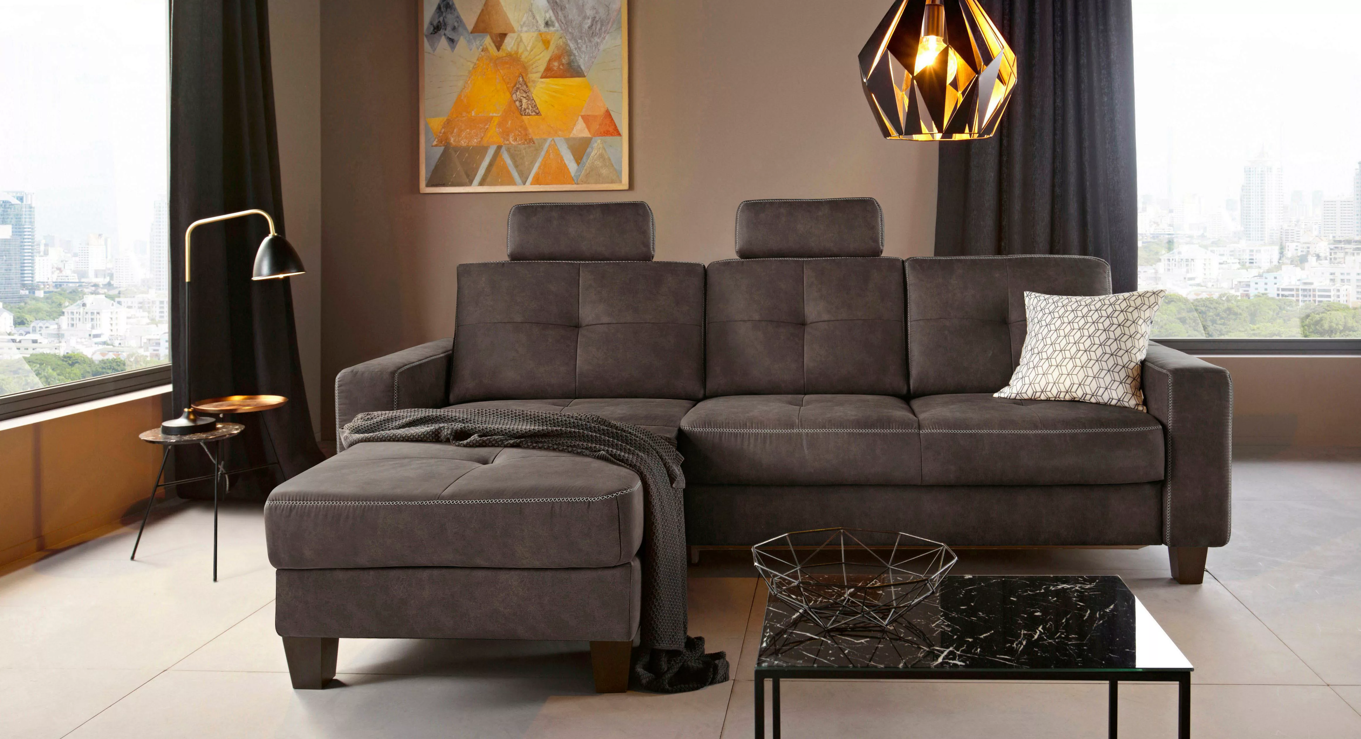 Places of Style Ecksofa "Varese L-Form", Kreuznaht in beige günstig online kaufen