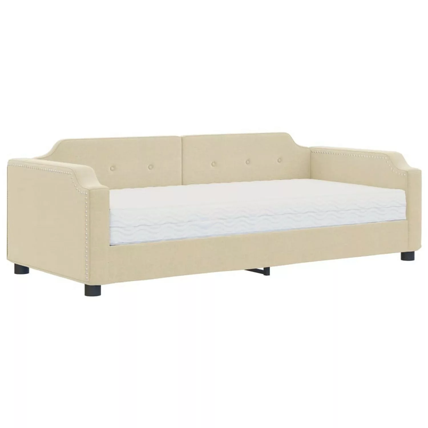 vidaXL Gästebett Gästebett Tagesbett mit Matratze Creme 90x200 cm Stoff Bet günstig online kaufen