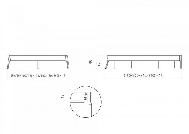 Natur24 Einzelbett Bett Swig 3 Sonderlänge 80x220 Kernbuche ohne Kopfteil m günstig online kaufen