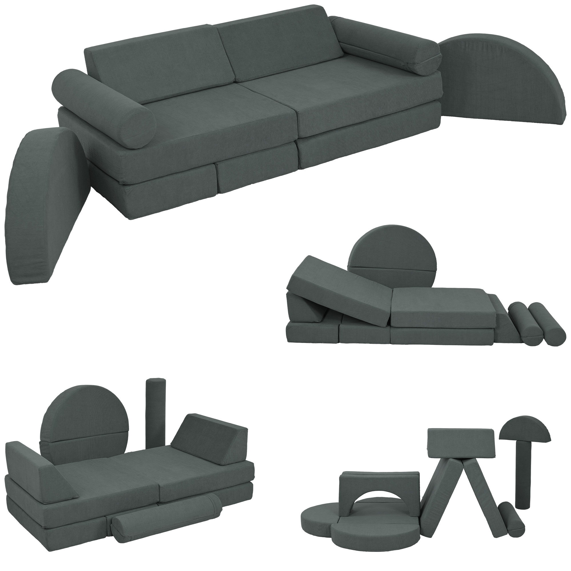 AIYAPLAY Kindersofa,14-Teilige Modulare Kindercouch aus Schaumstoff, Softba günstig online kaufen