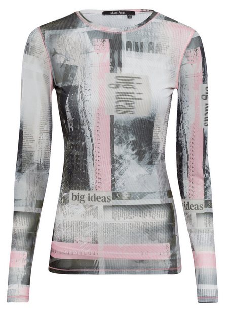 MARC AUREL Langarmshirt mit Newspaper Print günstig online kaufen