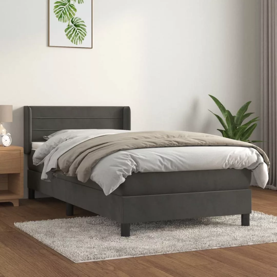 Vidaxl Boxspringbett Mit Matratze Dunkelgrau 90x200 Cm Samt günstig online kaufen