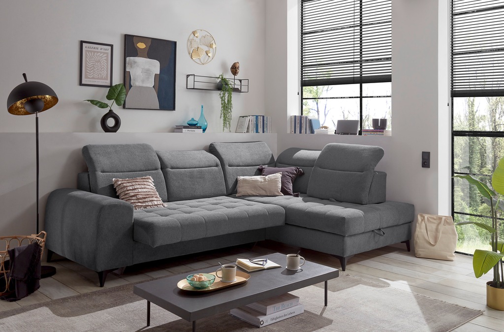 ED EXCITING DESIGN Ecksofa "Rockdale L-Form mit Bettfunktion, Bettkasten", günstig online kaufen