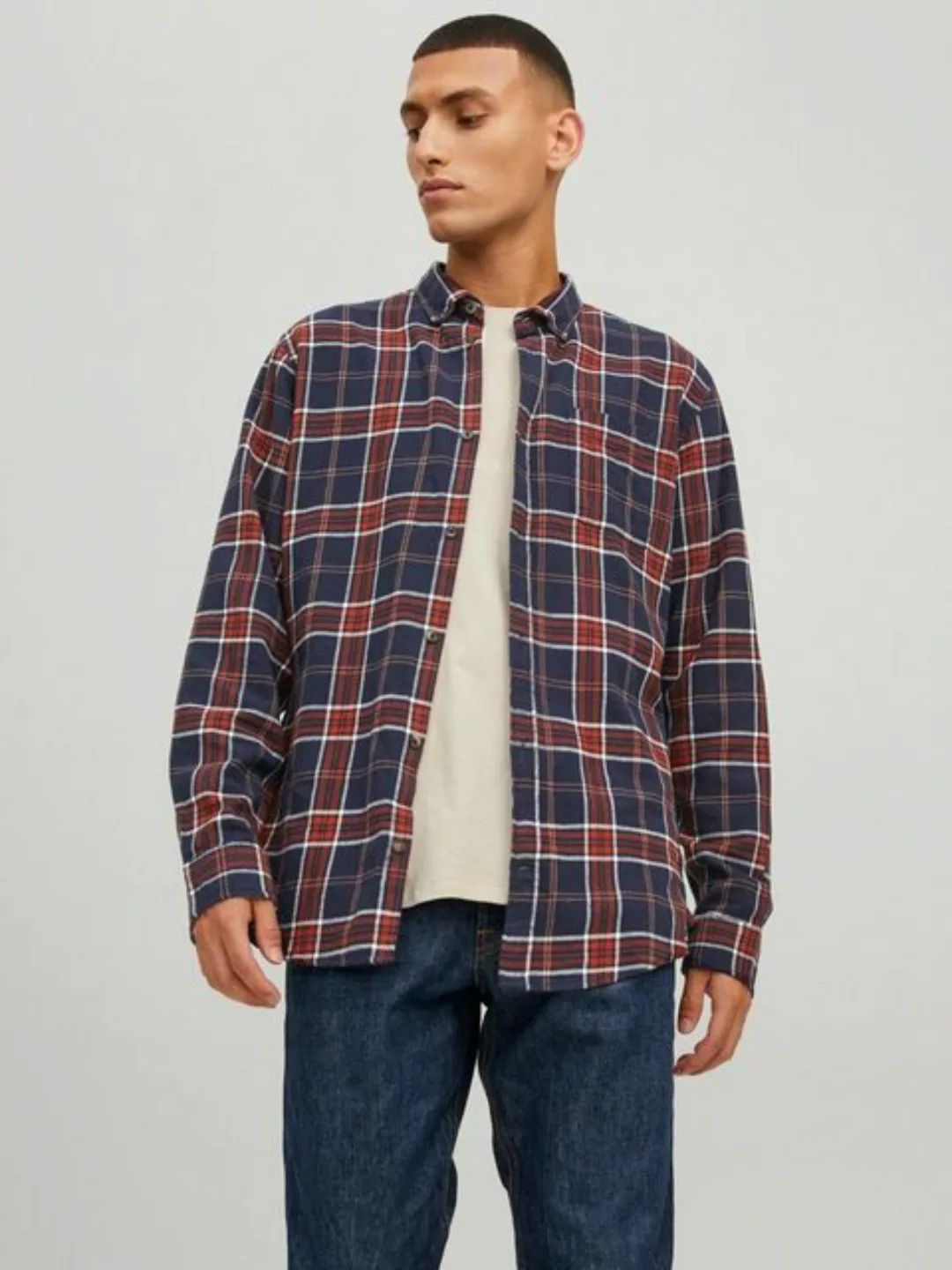 Jack & Jones Langarmhemd Kariertes Flanell Hemd Freizeit Shirt JJECLASSIC J günstig online kaufen