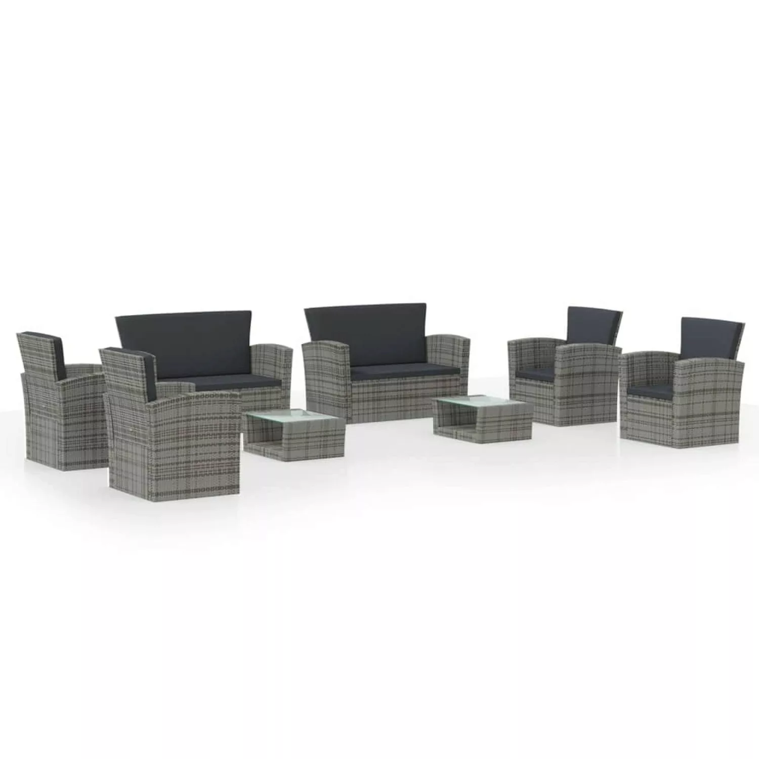 8-tlg. Garten-lounge-set Mit Auflagen Poly Rattan Grau günstig online kaufen