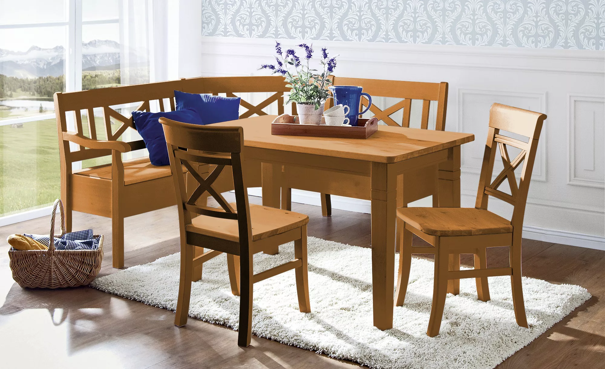 maison bleue Truheneckbank massiv  Florian - holzfarben - 93 cm - Bänke > E günstig online kaufen