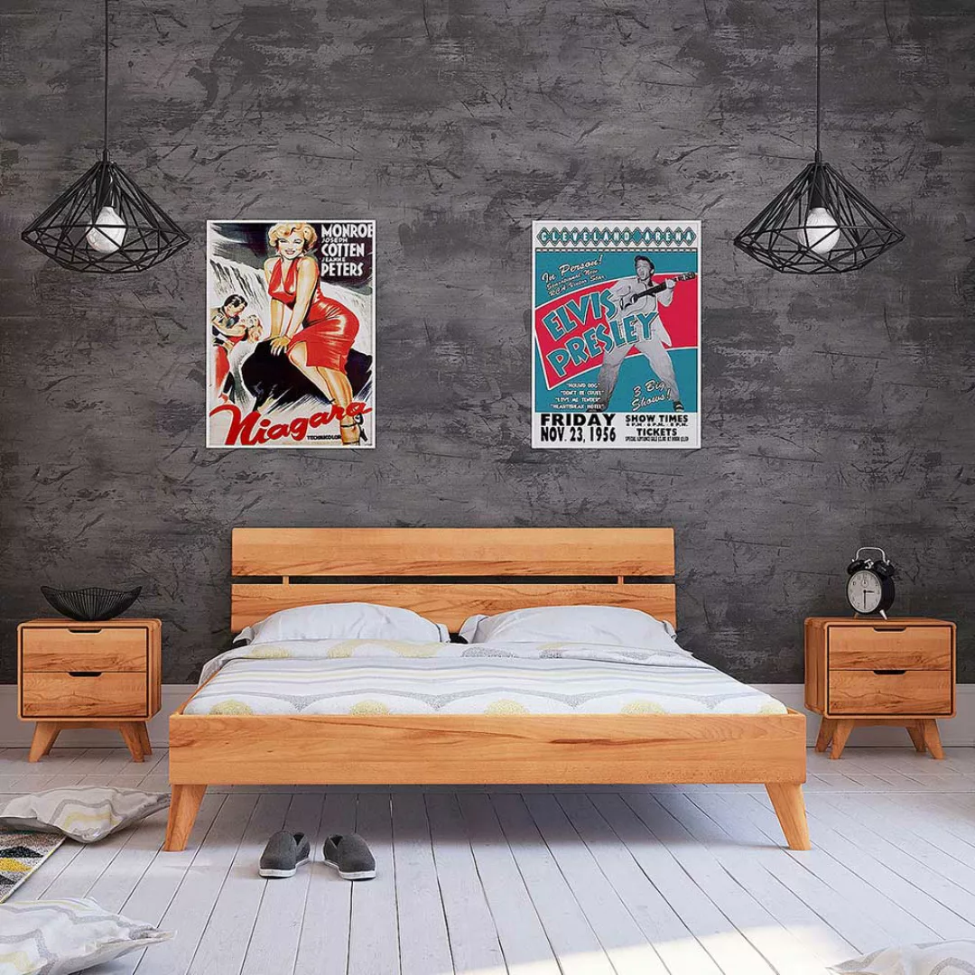 Niedriges Bett aus Kernbuche Massivholz 35 cm Einstiegshöhe (dreiteilig) günstig online kaufen