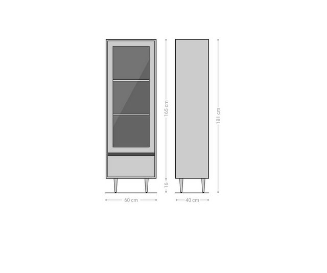 DELIFE Vitrine Budaya Mango Natur 60x180 cm 2 Türen Vitrine Fuß rund günstig online kaufen