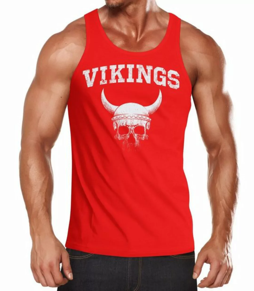 Neverless Tanktop Herren Tank-Top Wikinger-Helm Skull Totenkopf Muskelshirt günstig online kaufen