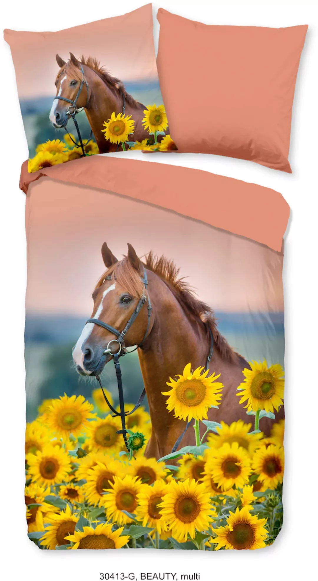 good morning Kinderbettwäsche »Beauty Horse Sunflower«, Baumwolle, 135x200, günstig online kaufen