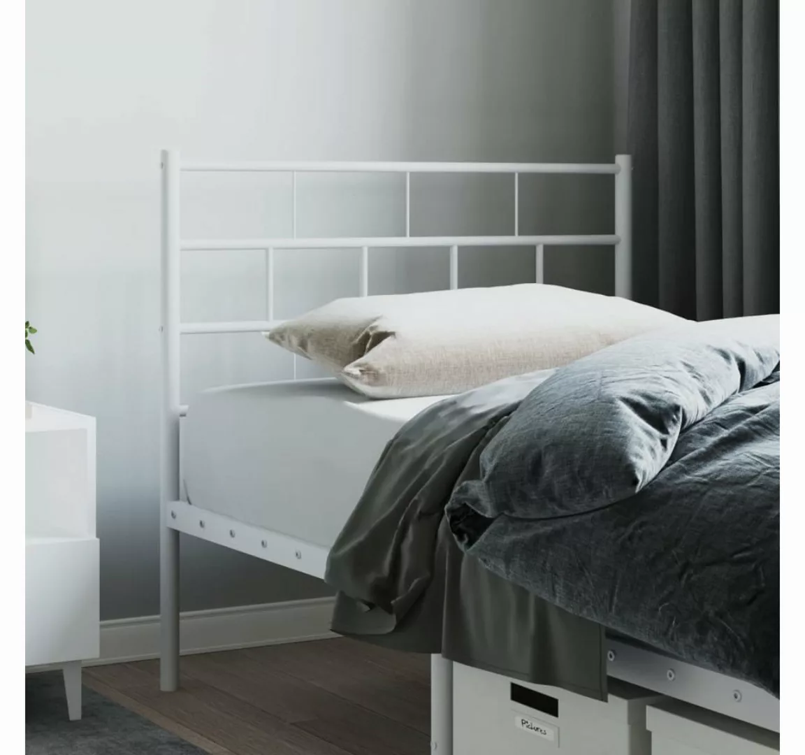 vidaXL Bett, Kopfteil Metall Weiß 75 cm günstig online kaufen