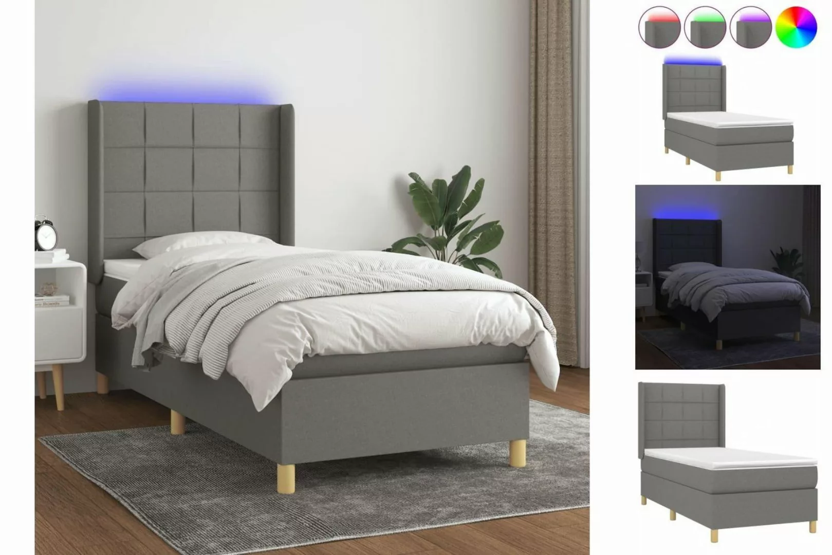 vidaXL Boxspringbett Bett Boxspringbett mit Matratze und LED Stoff (90 x 19 günstig online kaufen