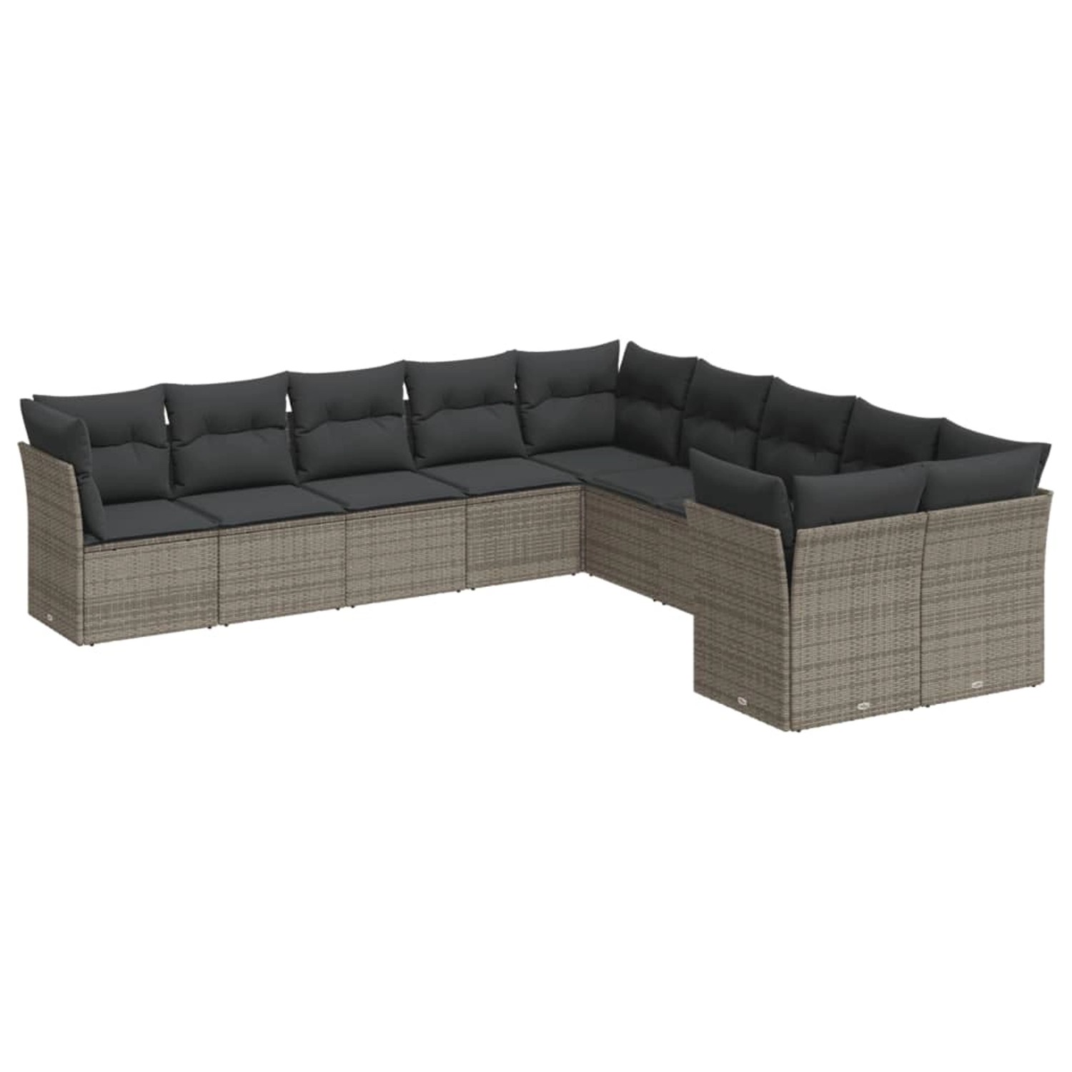 vidaXL 10-tlg Garten-Sofagarnitur mit Kissen Grau Poly Rattan Modell 20 günstig online kaufen