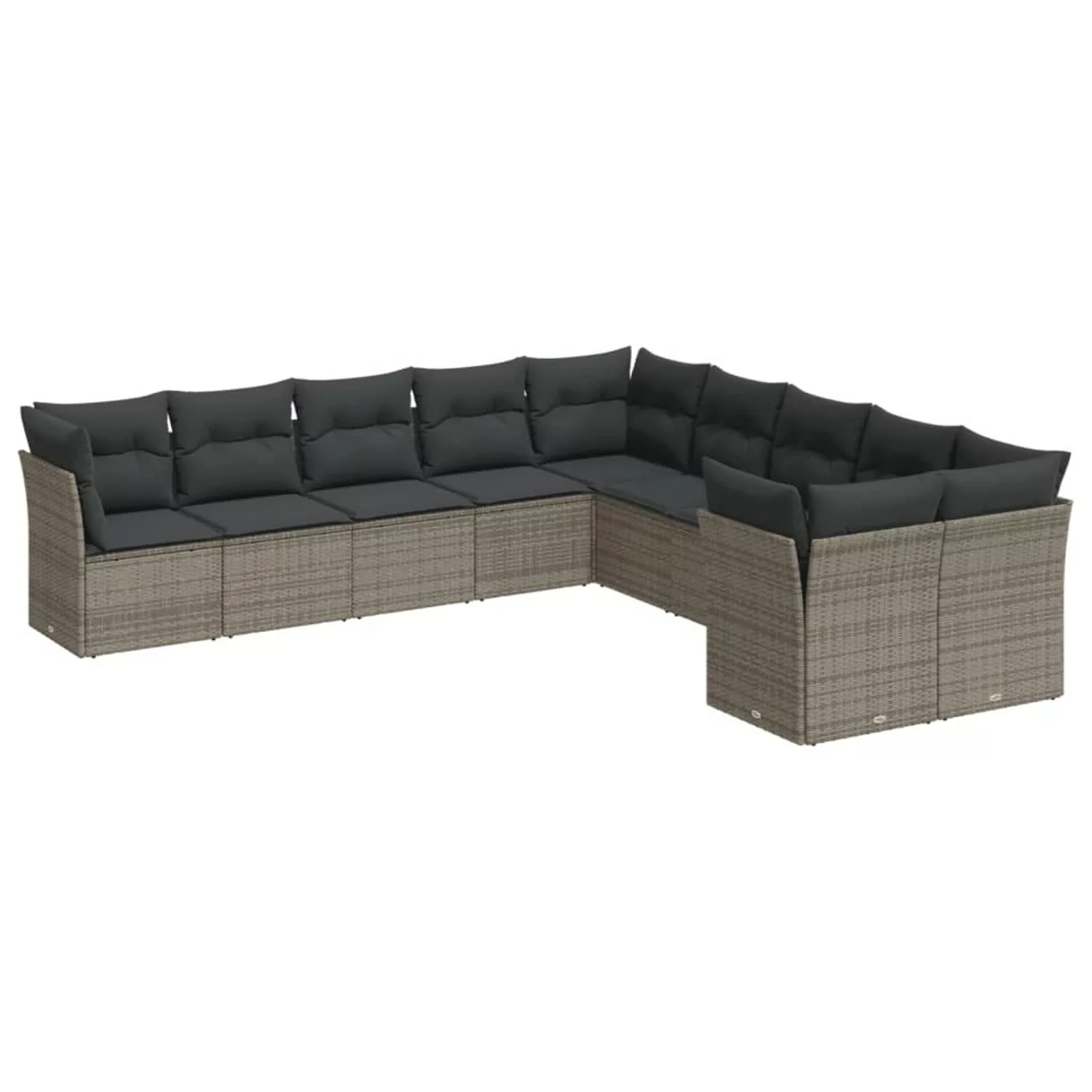 vidaXL 10-tlg Garten-Sofagarnitur mit Kissen Grau Poly Rattan Modell 20 günstig online kaufen