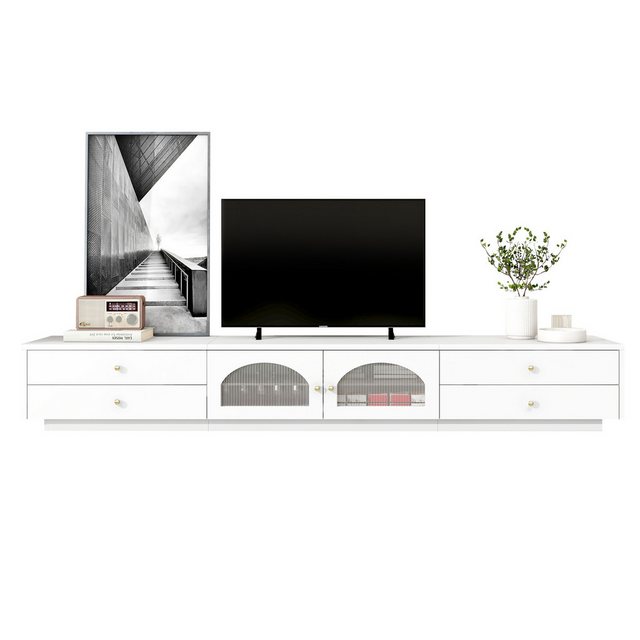 LIFEISLE TV-Schrank 220*40*33cm, mit 4 Schubladen und zwei Glastüren, TV bo günstig online kaufen