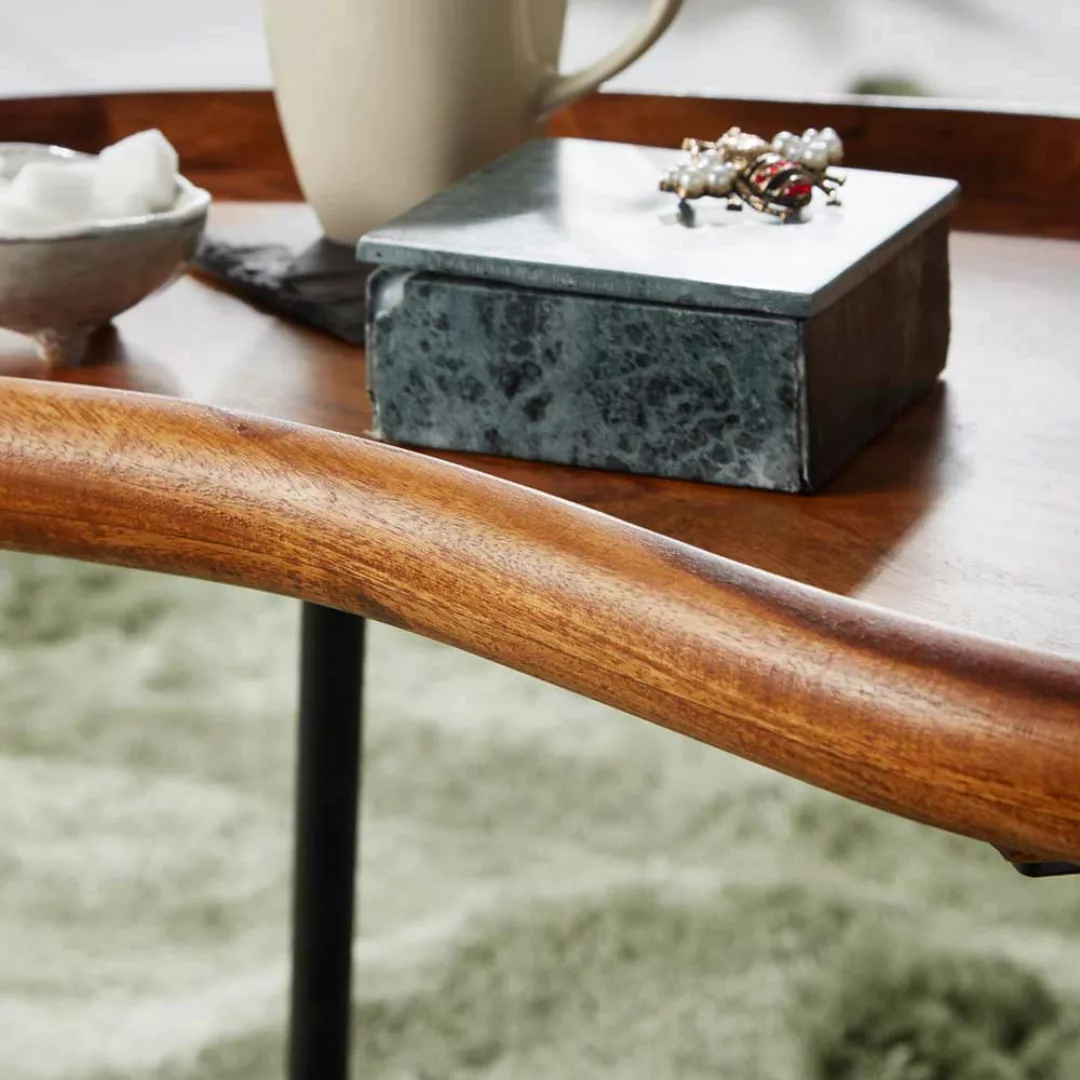 Sofa Beistelltisch aus Sheesham Massivholz Nierenform günstig online kaufen