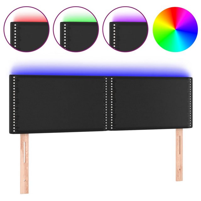 vidaXL Bett, LED Kopfteil Schwarz 144x5x78/88 cm Kunstleder günstig online kaufen