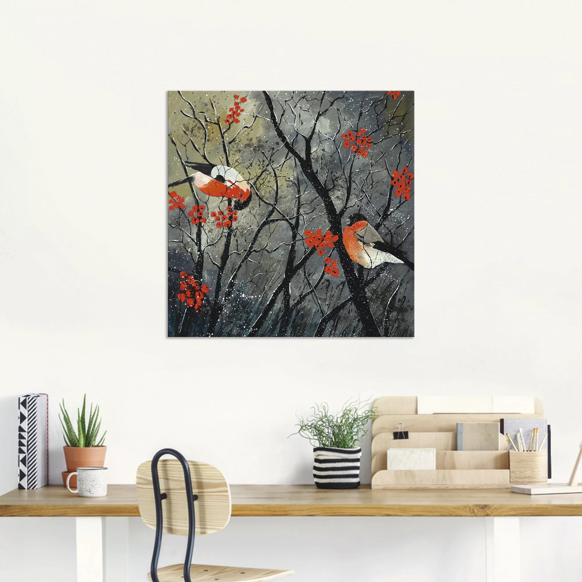 Artland Wandbild "rote Vögel im Winter", Vögel, (1 St.), als Alubild, Outdo günstig online kaufen