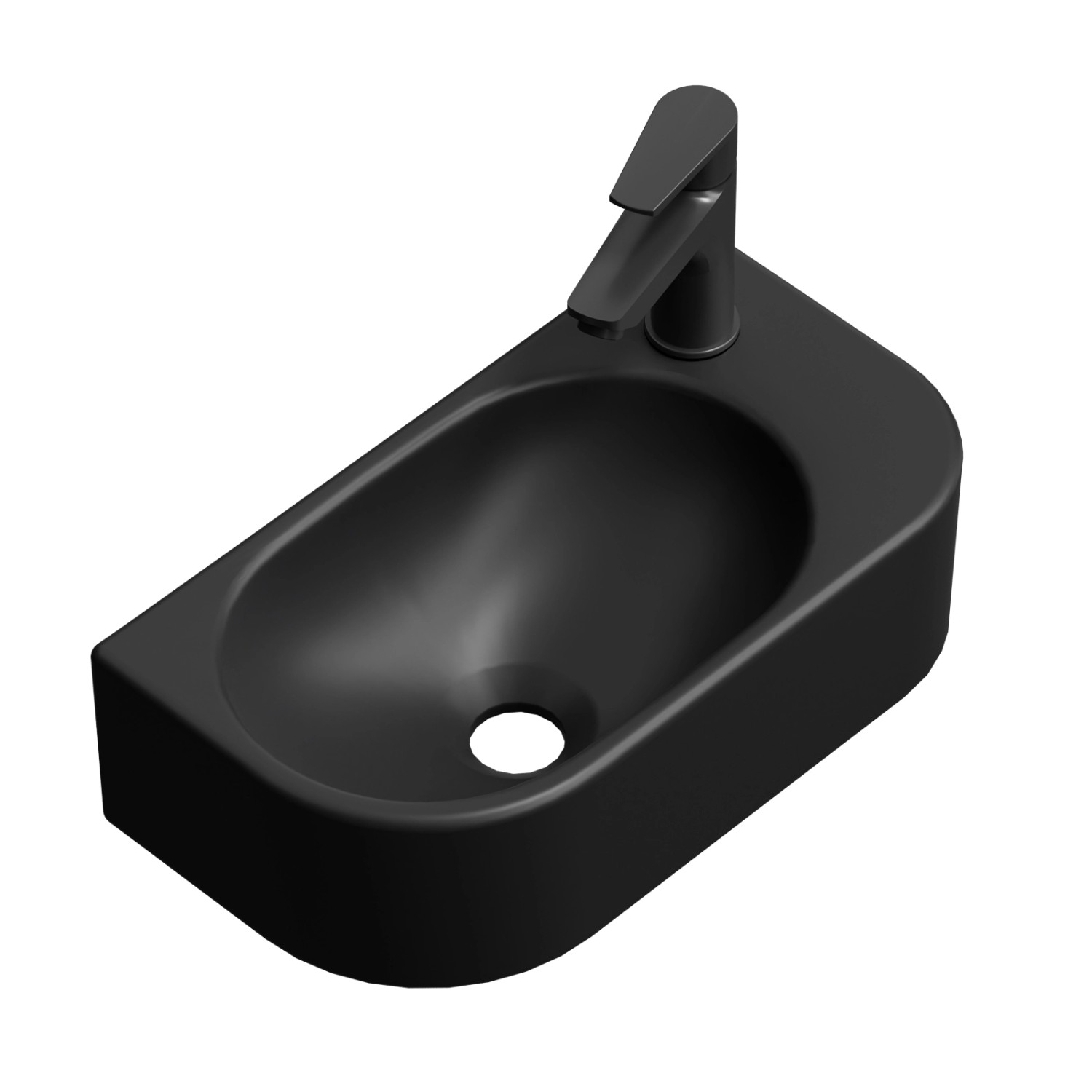 Emke Handwaschbecken 40 x 21,5 x 12 cm Mattschwarz Rechteckiges Keramikbeck günstig online kaufen