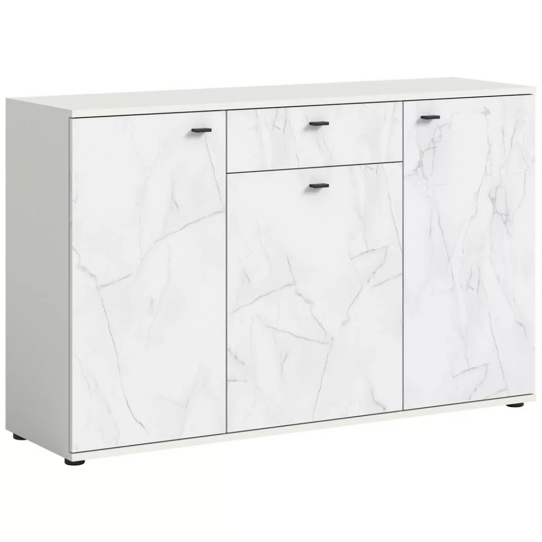 Sideboard Stone weiß Marmoroptik B/H/T: ca. 139x88x41 cm günstig online kaufen