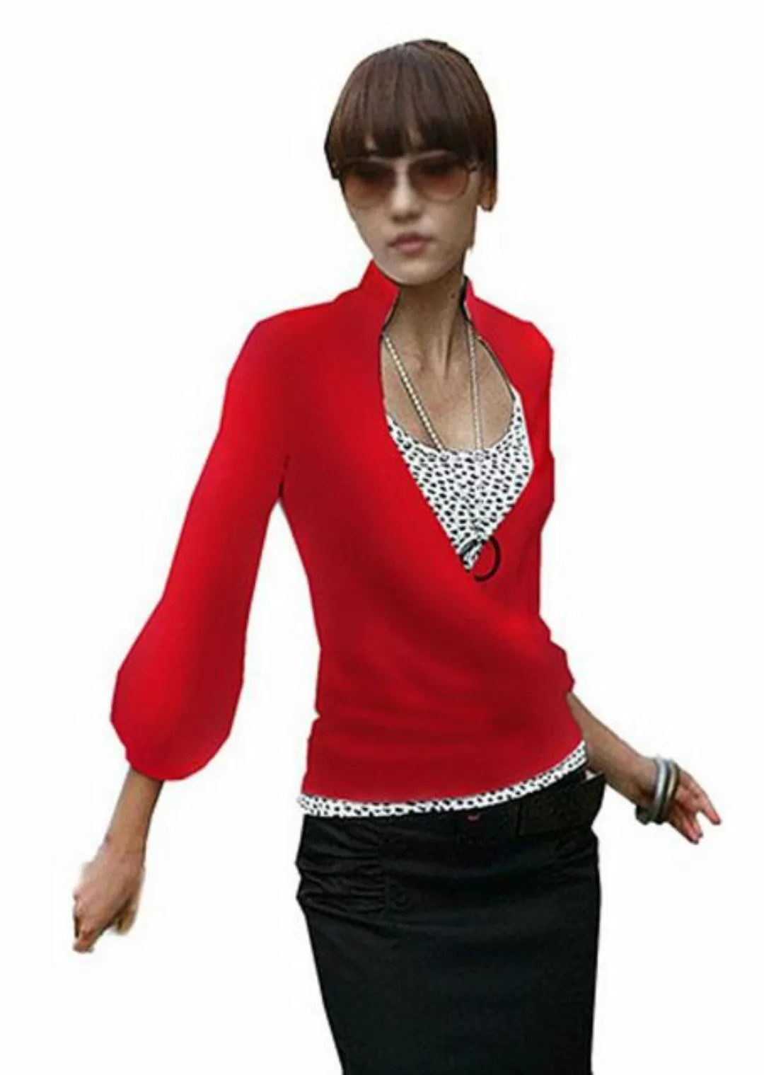 Mississhop 3/4-Arm-Shirt Bluse Tunika Longshirt mit Ballonärmeln günstig online kaufen