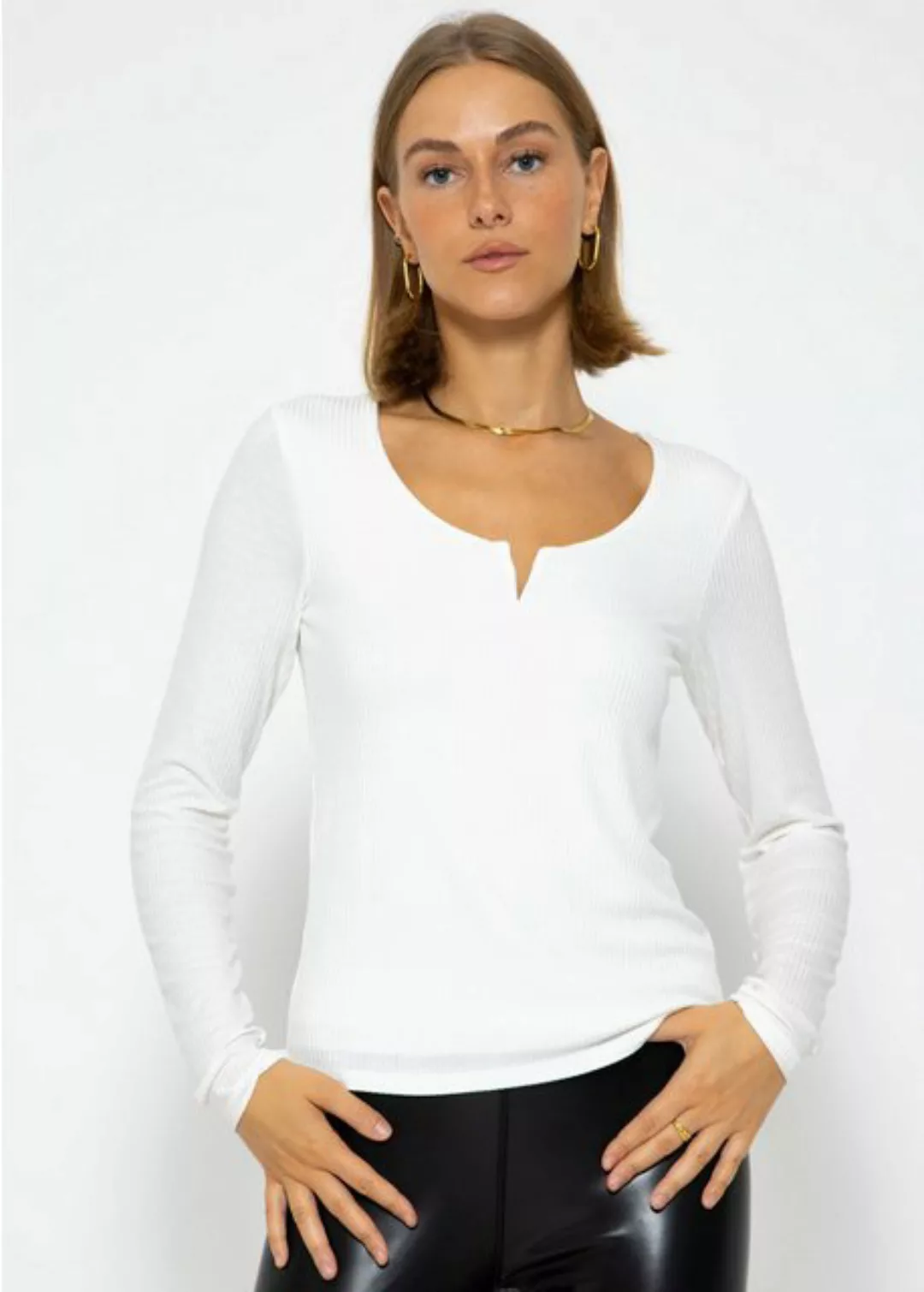 SASSYCLASSY Longshirt Lässiges Shirt mit langen Ärmeln Geripptes Langarmshi günstig online kaufen
