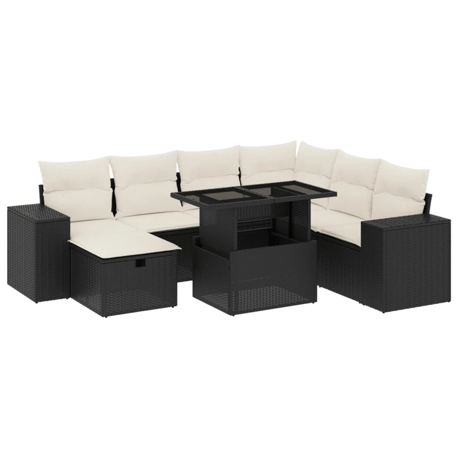vidaXL 8-Tlg Garten-Sofagarnitur mit Kissen Schwarz Poly Rattan 3275316 günstig online kaufen