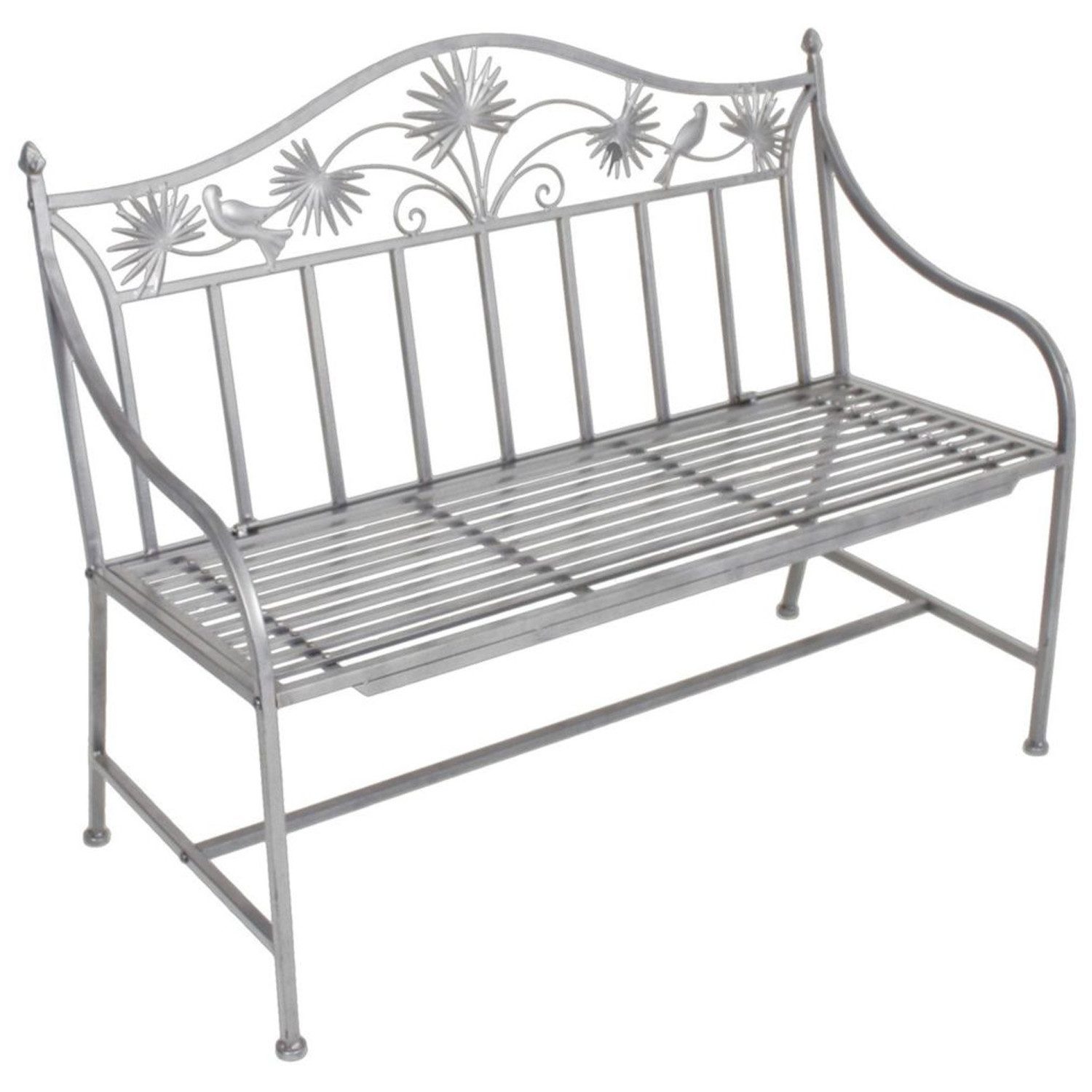 Home4Living Gartenbank Terrassenbank Metalll silberfarbig Hammerschlag günstig online kaufen
