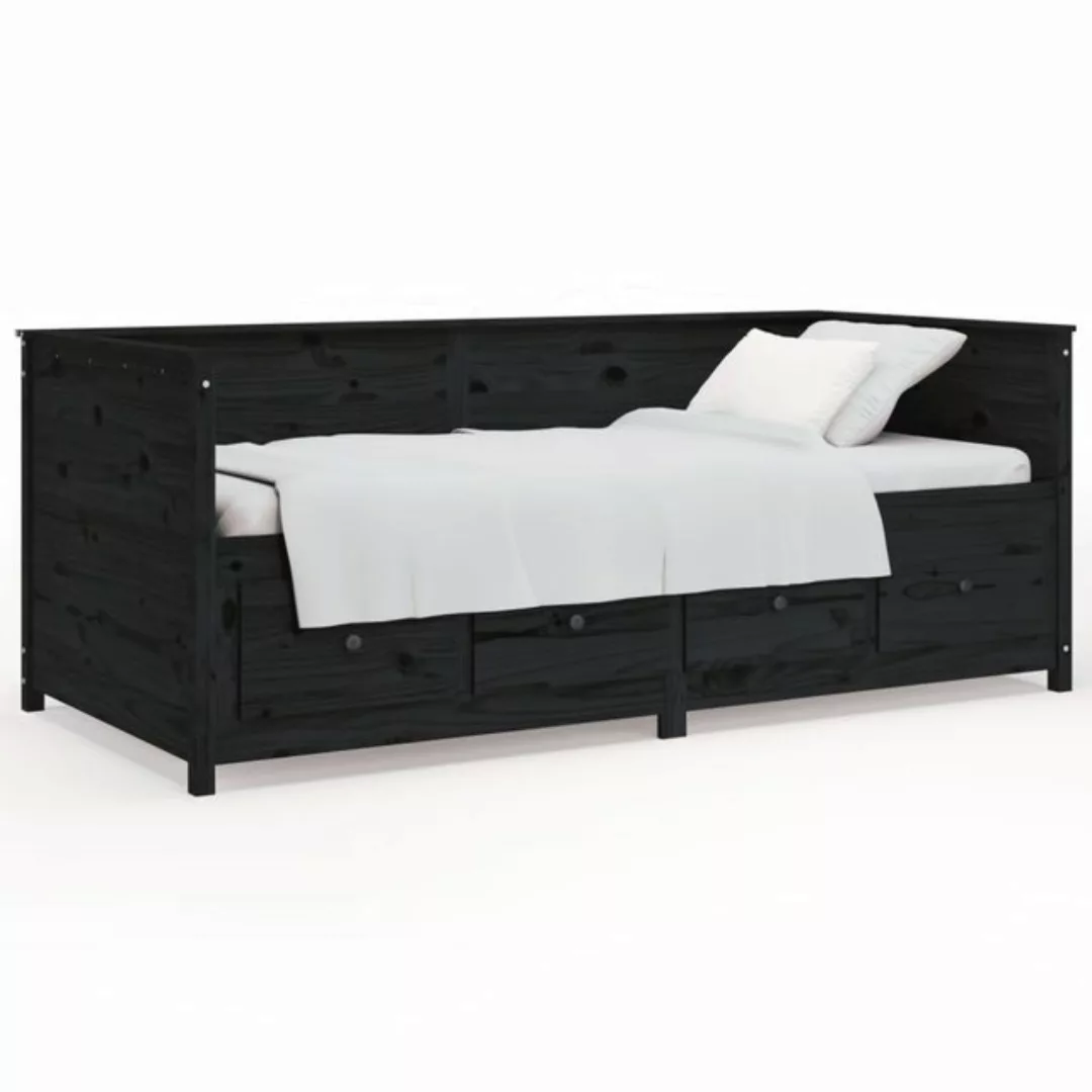 vidaXL Bett, Tagesbett Schwarz 100x200 cm Massivholz Kiefer günstig online kaufen