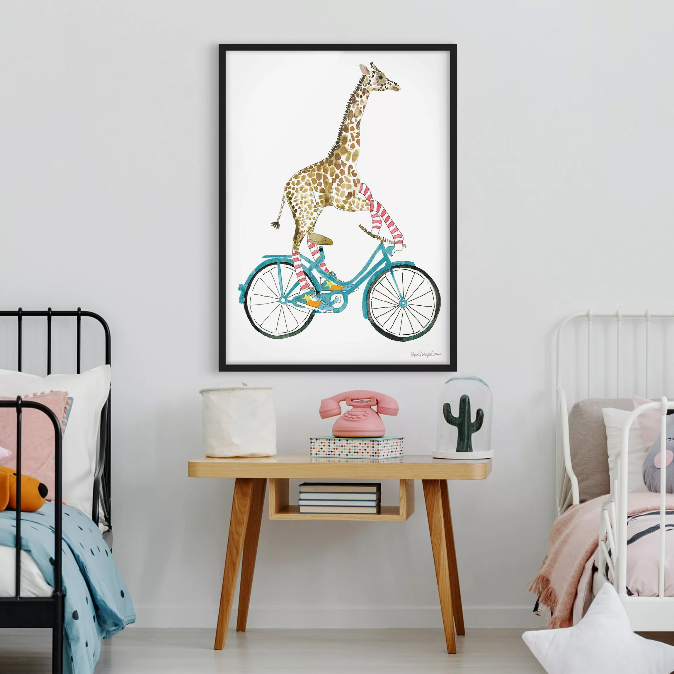 Bild mit Rahmen Giraffe auf Freudenfahrt II günstig online kaufen
