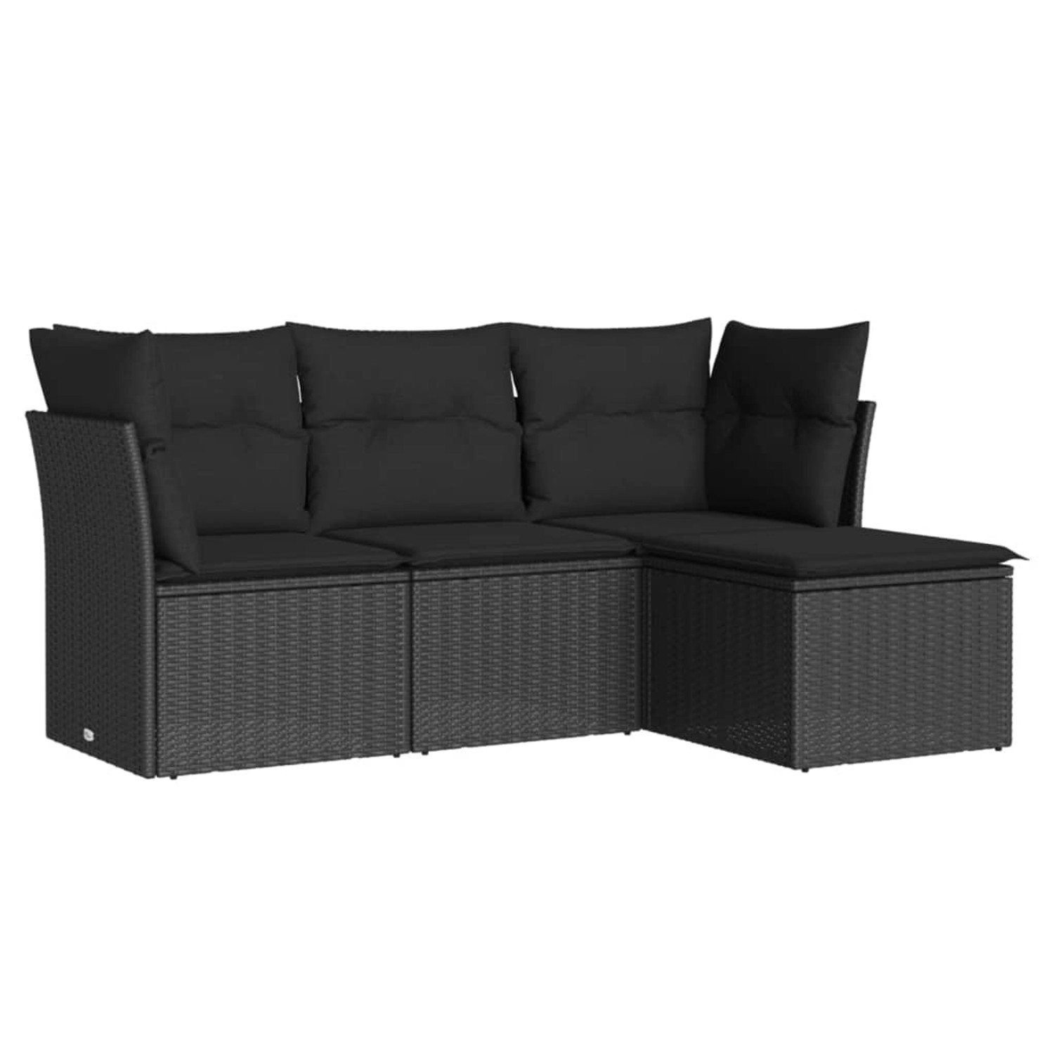 vidaXL 4-tlg Garten-Sofagarnitur mit Kissen Schwarz Poly Rattan Modell 17 günstig online kaufen