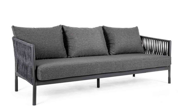 Natur24 Sofa Sofa Florencia 220x85x86cm Aluminium Anthrazit Sofa Couch günstig online kaufen