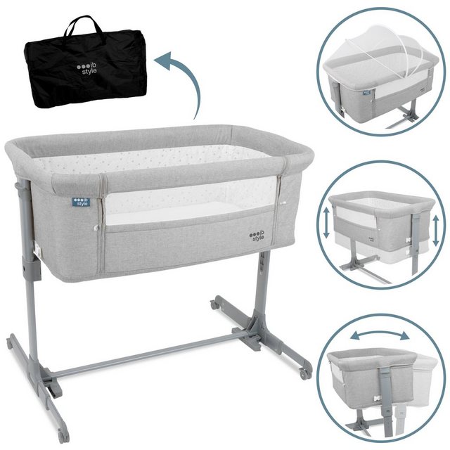 ib style Kinderbett Aluna 2 in 1 Babybett Grau, Inkl. Matratze / Moskitonet günstig online kaufen