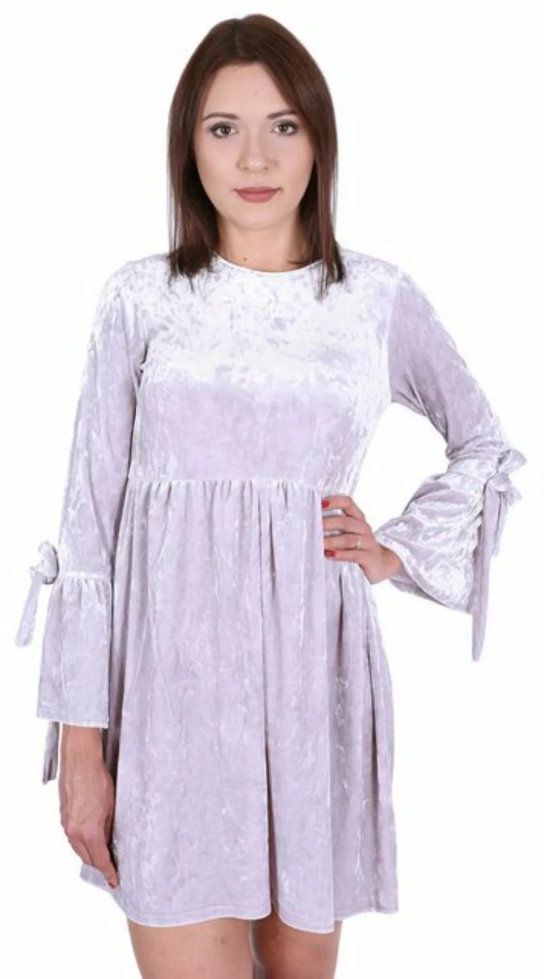 Sarcia.eu Midikleid Graues Kleid aus Velours mit Rüsche John Zack S günstig online kaufen