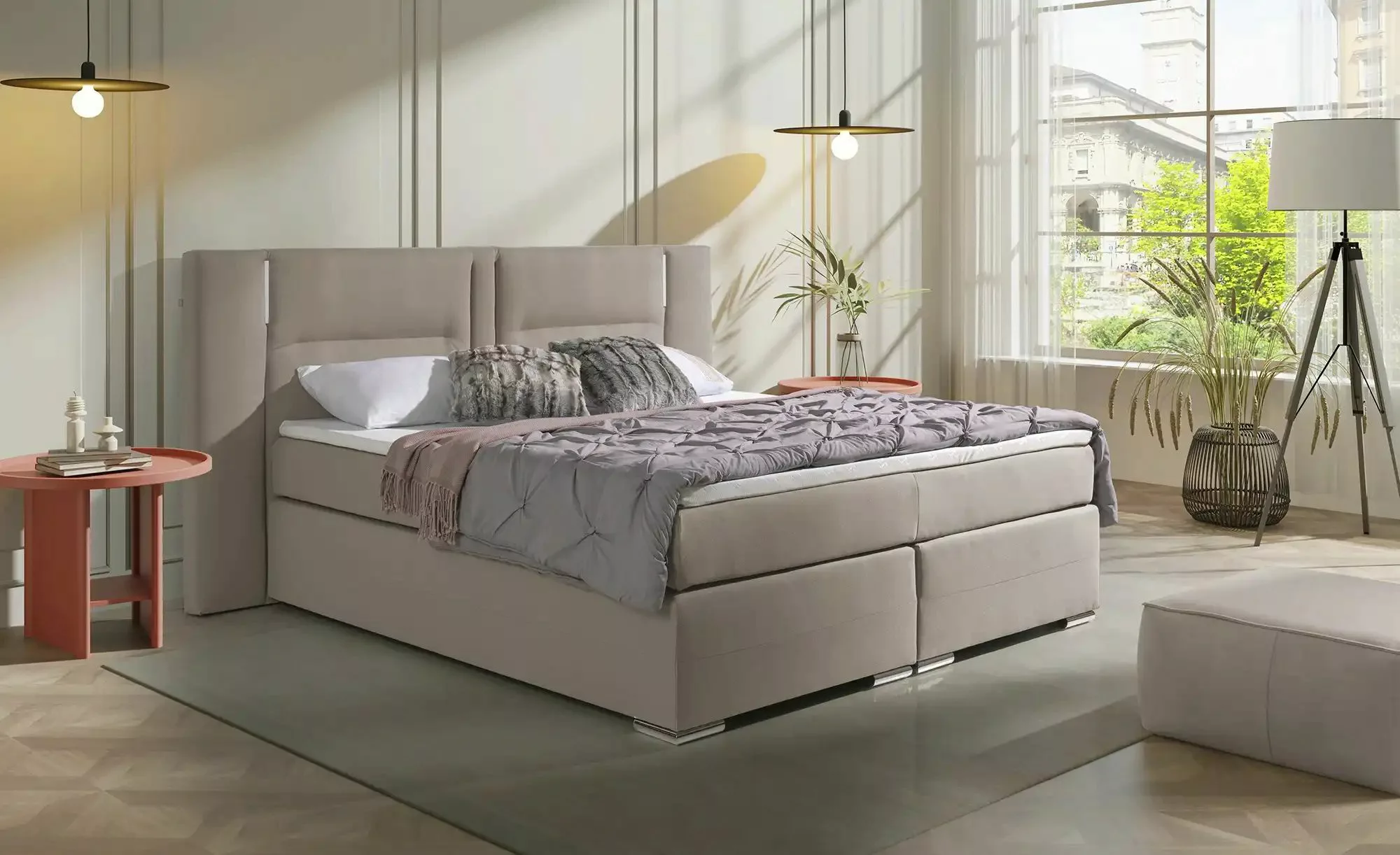 uno Boxspringbett  Aston ¦ beige ¦ Maße (cm): B: 213 H: 120 Betten > Boxspr günstig online kaufen