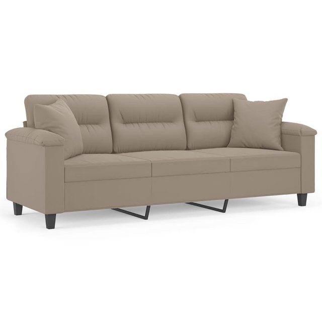 vidaXL Sofa 3-Sitzer-Sofa mit Kissen Taupe 180 cm Mikrofasergewebe günstig online kaufen