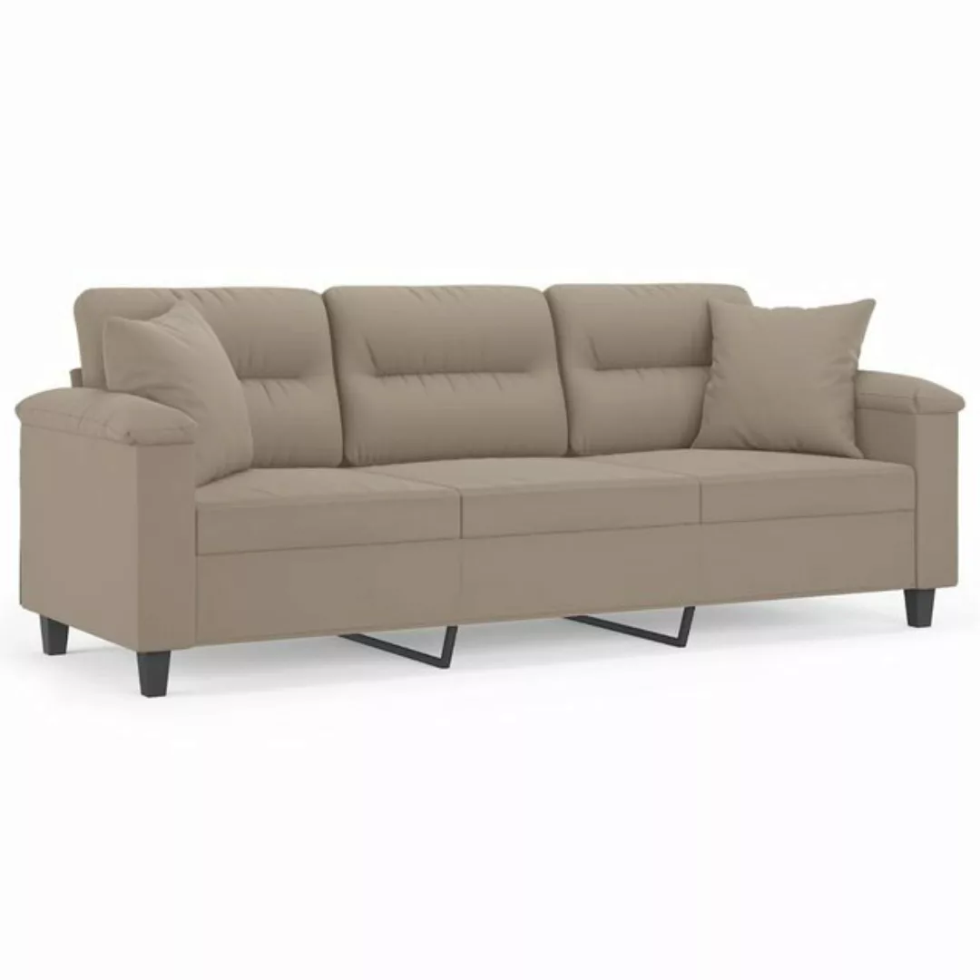 vidaXL Sofa, 3-Sitzer-Sofa mit Kissen Taupe 180 cm Mikrofasergewebe günstig online kaufen