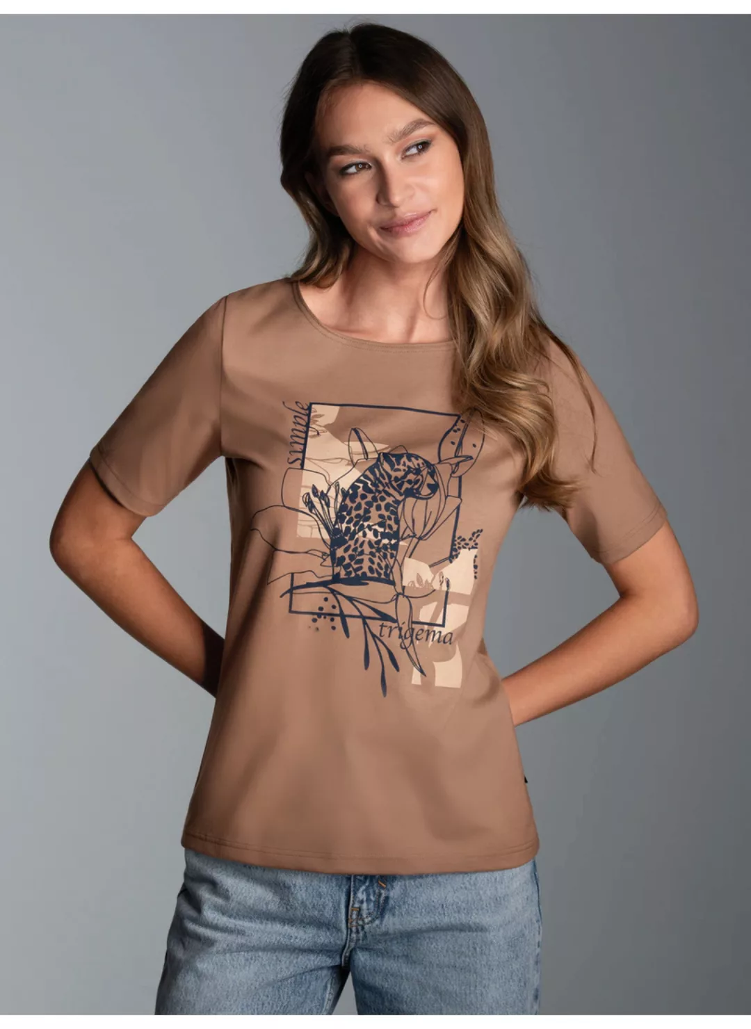 Trigema T-Shirt "TRIGEMA T-Shirt mit floralem Leo-Print" günstig online kaufen