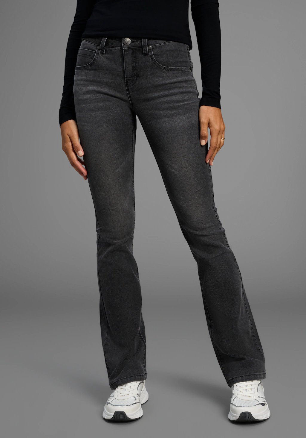 Arizona Bootcut-Jeans "Shaping", bootcut, Kontrastnähte, Used-Look-Waschung günstig online kaufen