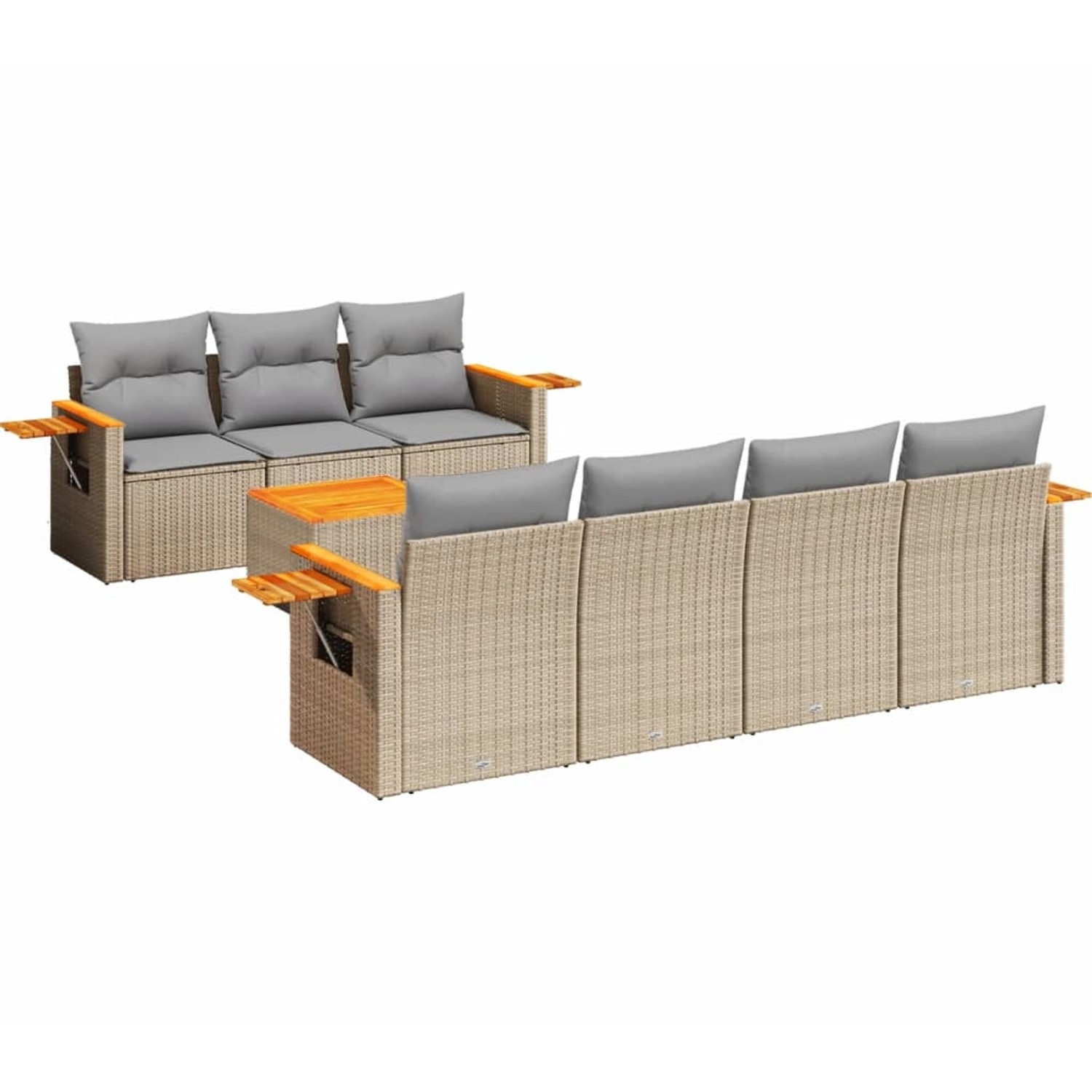 vidaXL 8-Tlg Garten-Sofagarnitur mit Kissen Beige Poly Rattan 3259049 günstig online kaufen